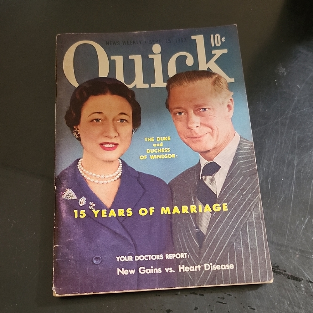 VINTAGE QUICK MAGAZINE with the DUKE and DUTCHESS of WINDSOR -SEPTEMBER 1952